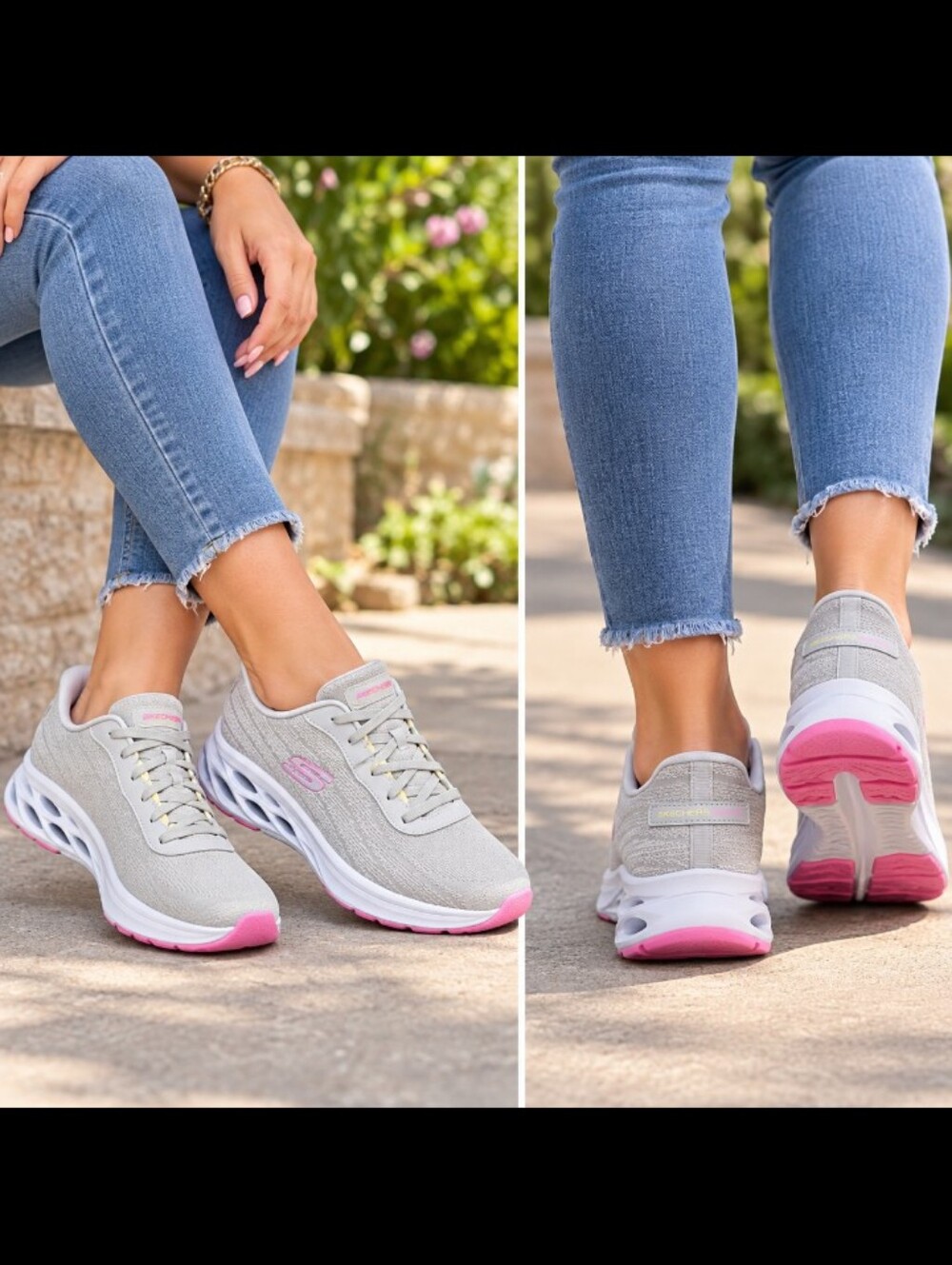 NWT Skechers Women's 9.0 Sneakers with Pink Soles Swit Fit  Hands Free  179313S
